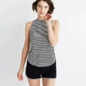 Madewell Tank Top Women's Size Small Shirttail Top Black and White Stripes